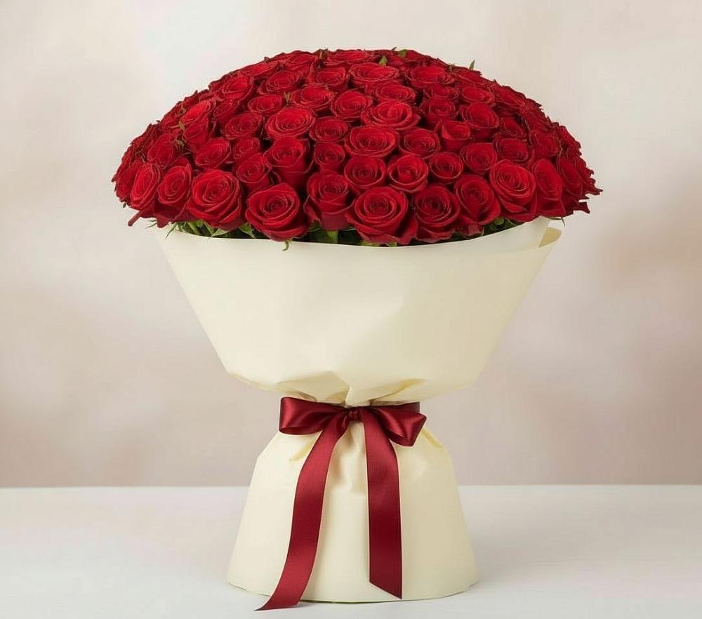 Букет 101 Красная роза Милано в Шексне
