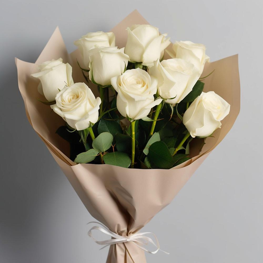 9 Белых роз Эдлесс Лав в Шексне Букет 9 Белых роз Эдлесс Лав в Шексне