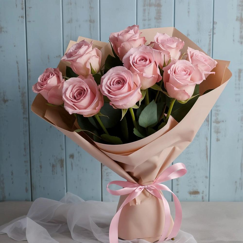 9 розовых роз в Шексне Букет цветов из: Розы в Шексне