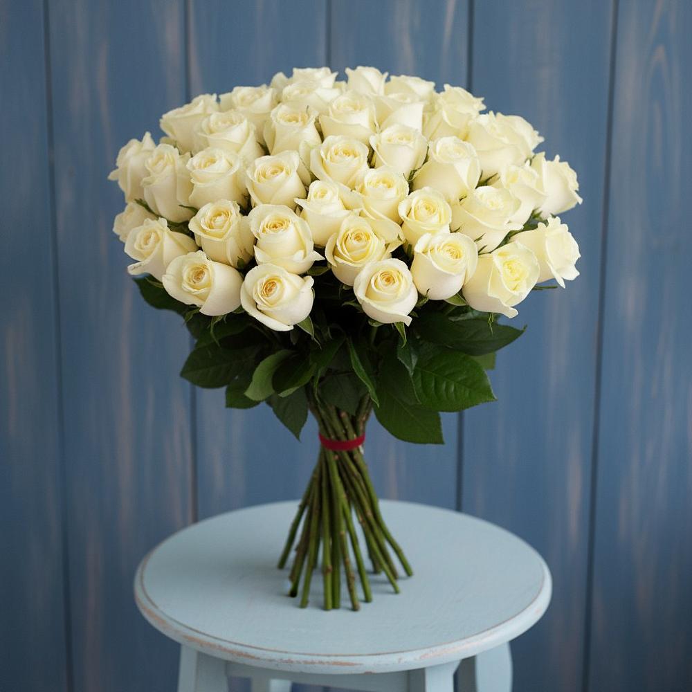 51 Белая роза Эдлесс Лав в Шексне Букет 51 Белая роза Эдлесс Лав в Шексне