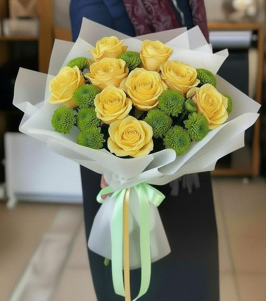 Букет цветов из: Хризантемы и Розы в Шексне