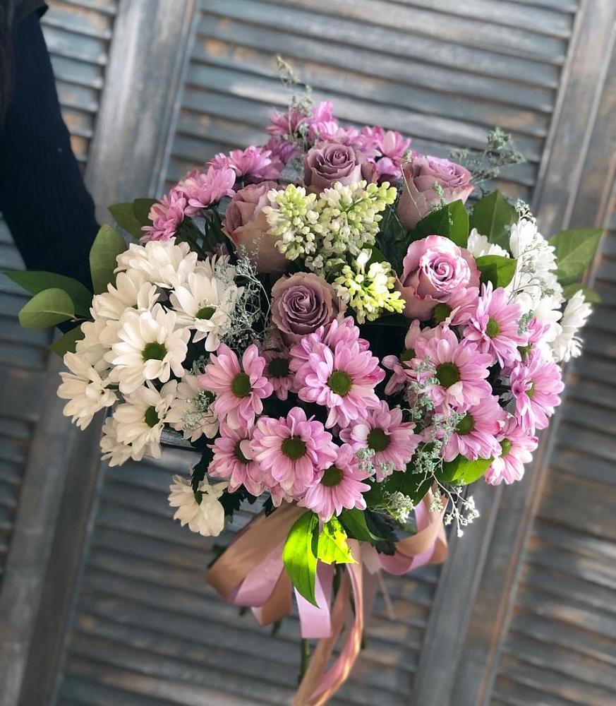 Букет Цветочный шарм в Шексне Букет цветов из: Хризантемы и Розы в Шексне