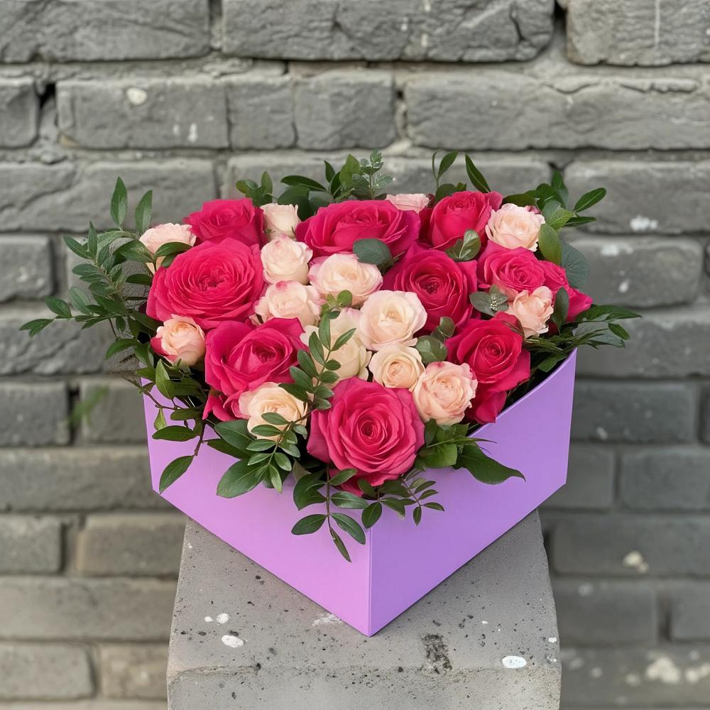 Композиция моя любовь в Шексне Цветочная композиция из Розы в коробке в Шексне