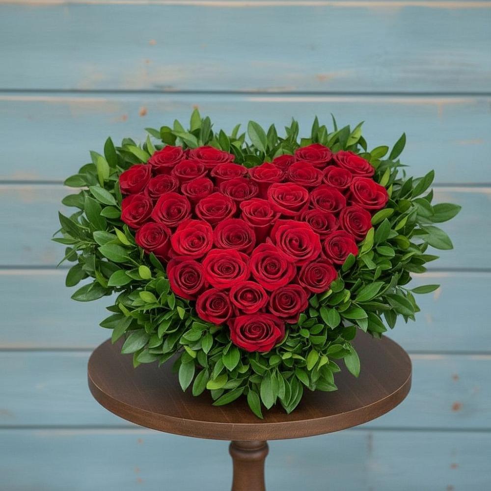 Цветочная композиция из Розы в виде сердца в Шексне