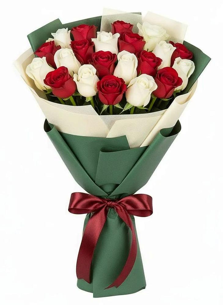 Микс из красных и белых роз в Шексне Букет Микс из красных и белых роз в Шексне