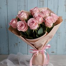 9 розовых роз в Шексне Букет цветов из:  Розы в Шексне