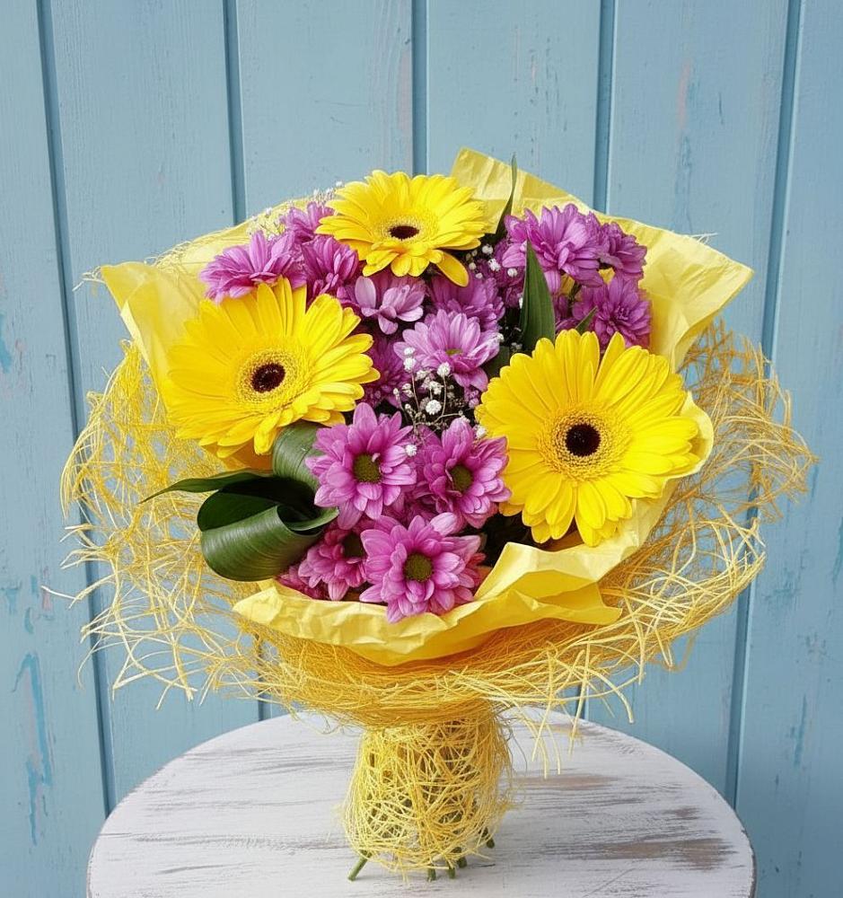 Букет одинокая звезда в Шексне Букет цветов из: Хризантемы и Герберы в Шексне