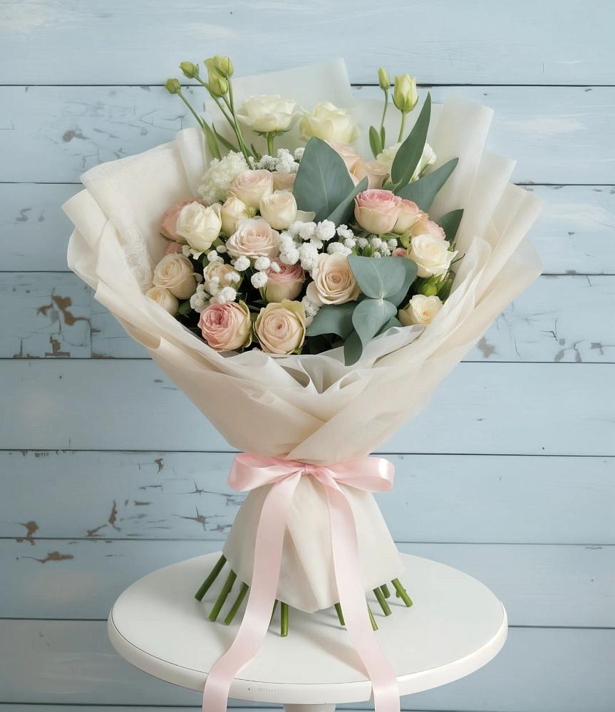 Букет цветов из: Розы и Лизиантусы в Шексне