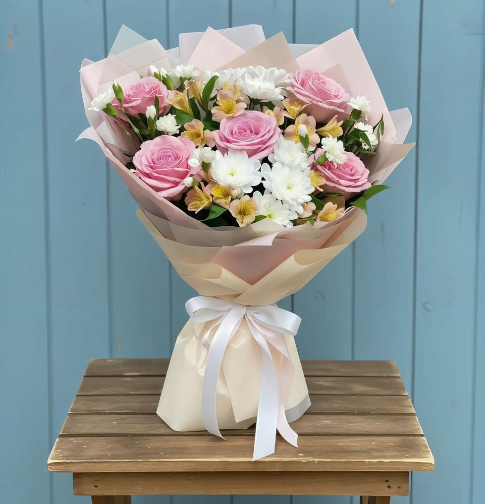 Букет французская меренга в Шексне Букет цветов из: Гвоздики, Орхидеи и Розы в Шексне